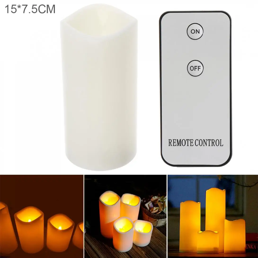 

15 x 7.5CM Flameless LED Candle Light with Remote Home Tea Light Candle for Weddings Christmas Festival Celebration Parties Gift