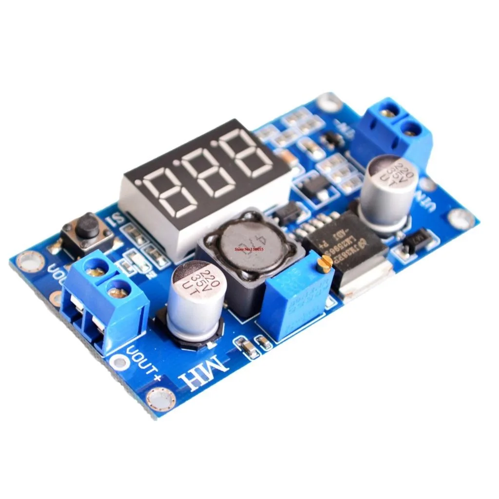 LM2596 DC Adjustable Step-Down Power Module Buck Converter Step Down Module Power Supply Module + LED Voltmeter