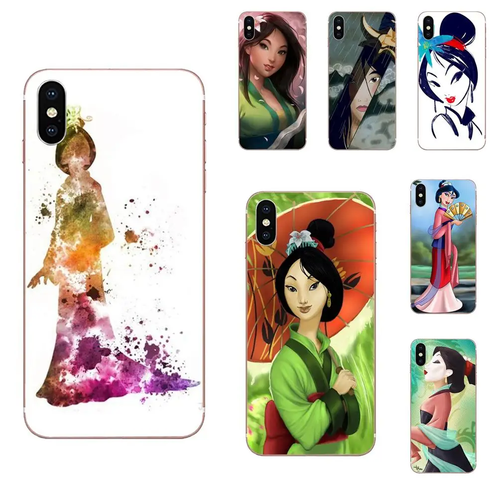 

For Apple iPhone 4 4S 5 5C 5S SE 6 6S 7 8 Plus X XS Max XR Soft Silicone TPU Transparent Cover Slim Chinese Style Cartoon Mulan
