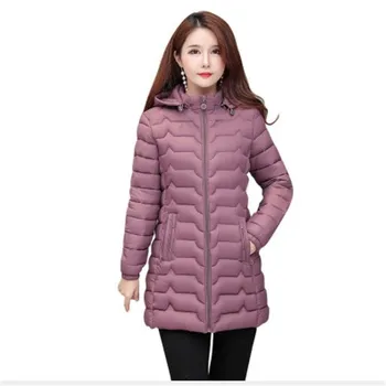 

Casual Down Parkas Women Autumn Winter 2019 Medium-Long Women Winter Jacket Plus Size 6xl Thin Light Cotton-Padded Coat M152