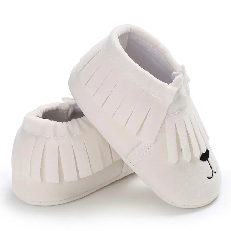 Beige Модный милый новорожденный малыш детская обувь для мальчика девочка мультфильм малыш первые ходунки мягкая подошва принцесса бахрома Shose повседневные Мокасины - Цвет: Beige