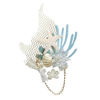 

1PC Sea Star Hairpin Imitation Pearl Rhinestone Inlay Hair Clips Barrettes for Women Lady