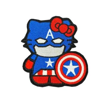

3'' KITTY AS CAPTAIN AMERICA EMBROIDERED IRON ON PATCH