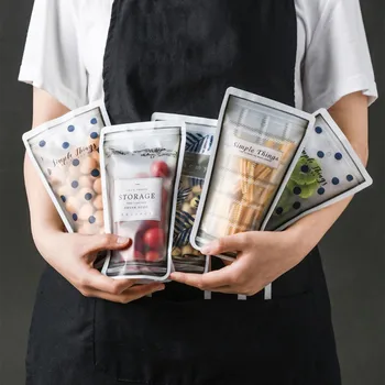 

4pcs/set Reusable Containers Seal Silicone Food Fresh Bag Vacuum Sealer Transparent Fruit Meat Milk Storage Bags Ziplock Bag