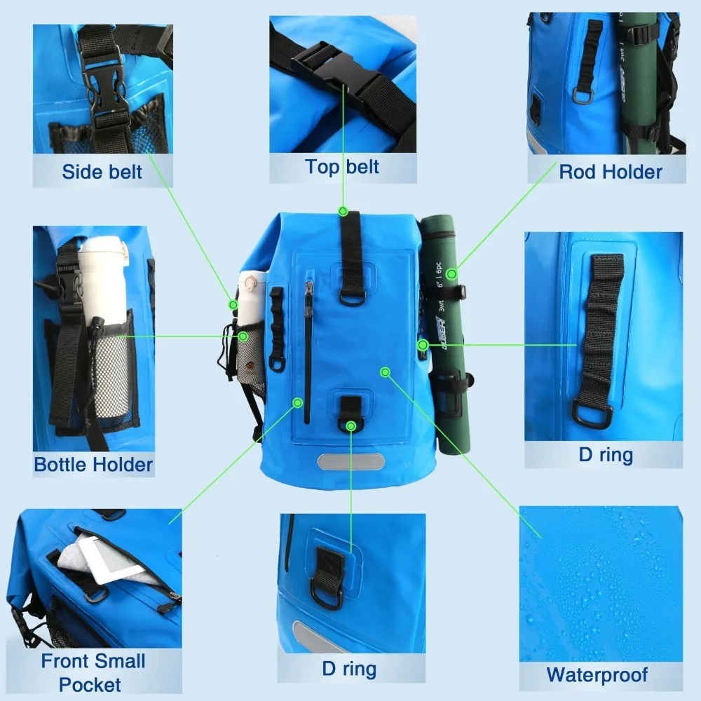 Maxcatch Рыболовная Сумка Водонепроницаемый Сухой Рюкзак сверхпрочный 500D ПВХ