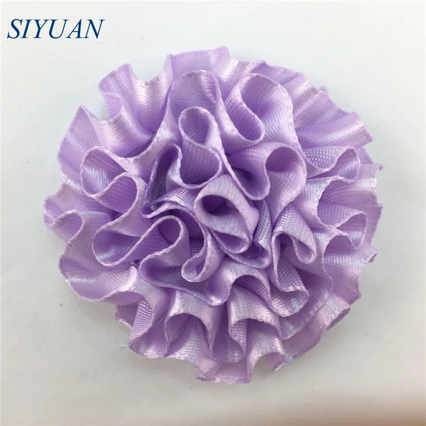 lavender 10 шт./лот 6 см свернутая атласная лента цветок с заколкой для волос Ткань оборками Флора украшение для волос FH40 - Цвет: lavender