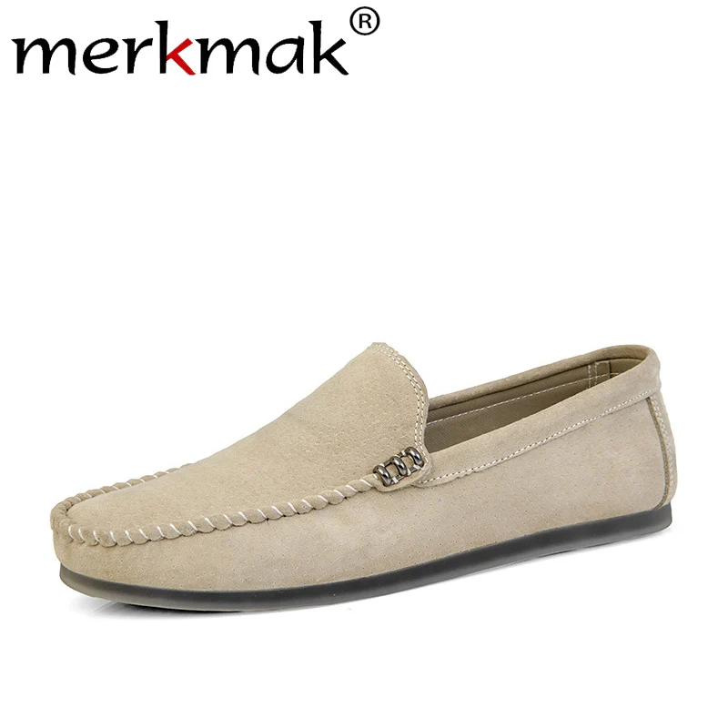 

Merkmak 2019 New Autumn Men Shoes Fashion Flock Casual Shoes Breathable Round Toe Flats Comfortable Big Size Men Loafers