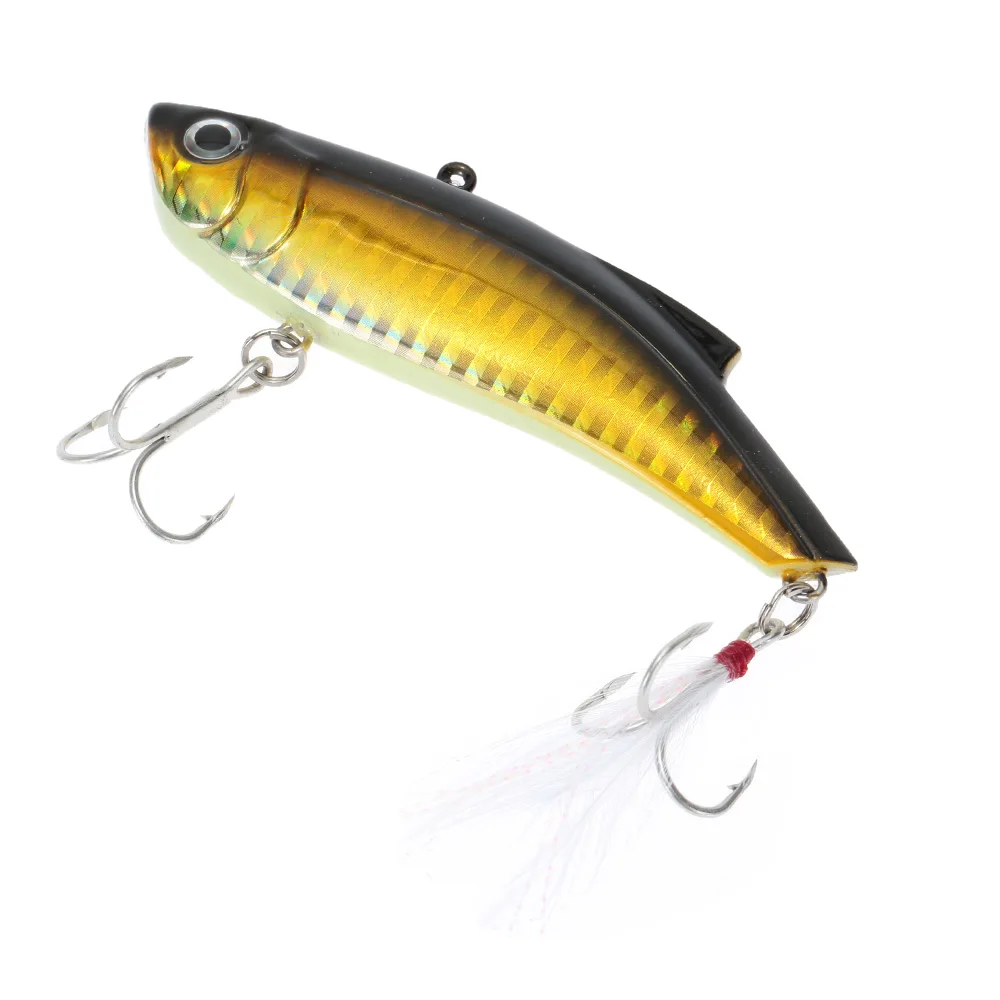

9cm 27g VIB Vibration Hard Bait Perch Killer Fishing Lure Fishing Tackle with 2 Treble Hooks Feather