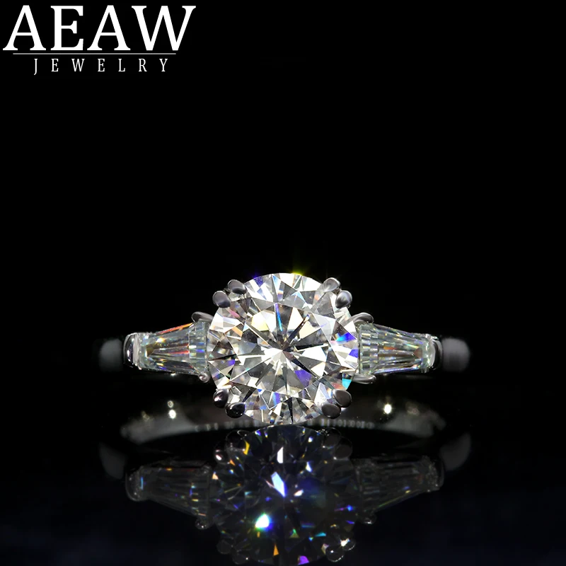 Anillo De Boda De Moissanita De Corte Redondo Y Baguette Para Mujer, Anillo De Eternidad De Plata 925 O Moissanita, Anillo De Eternidad Apilable De Oro Blanco Rosa Amarillo De 10