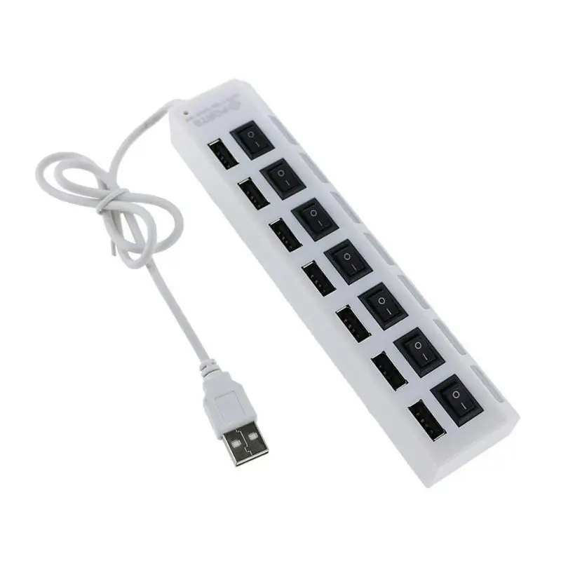 7-портовый переключатель USB 2,0 сетевые концентраторы и безприводная Удобная практичная сумка-мешок с светодиодный свет - Цвет: Белый