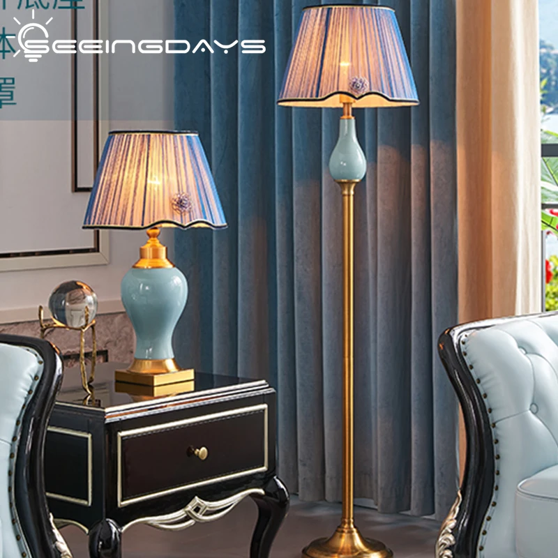 

Фарфоровый керамический торшер в американском стиле, 40x см, для гостиной, спальни, кабинета, украшение дома, роскошный вертикальный светильник