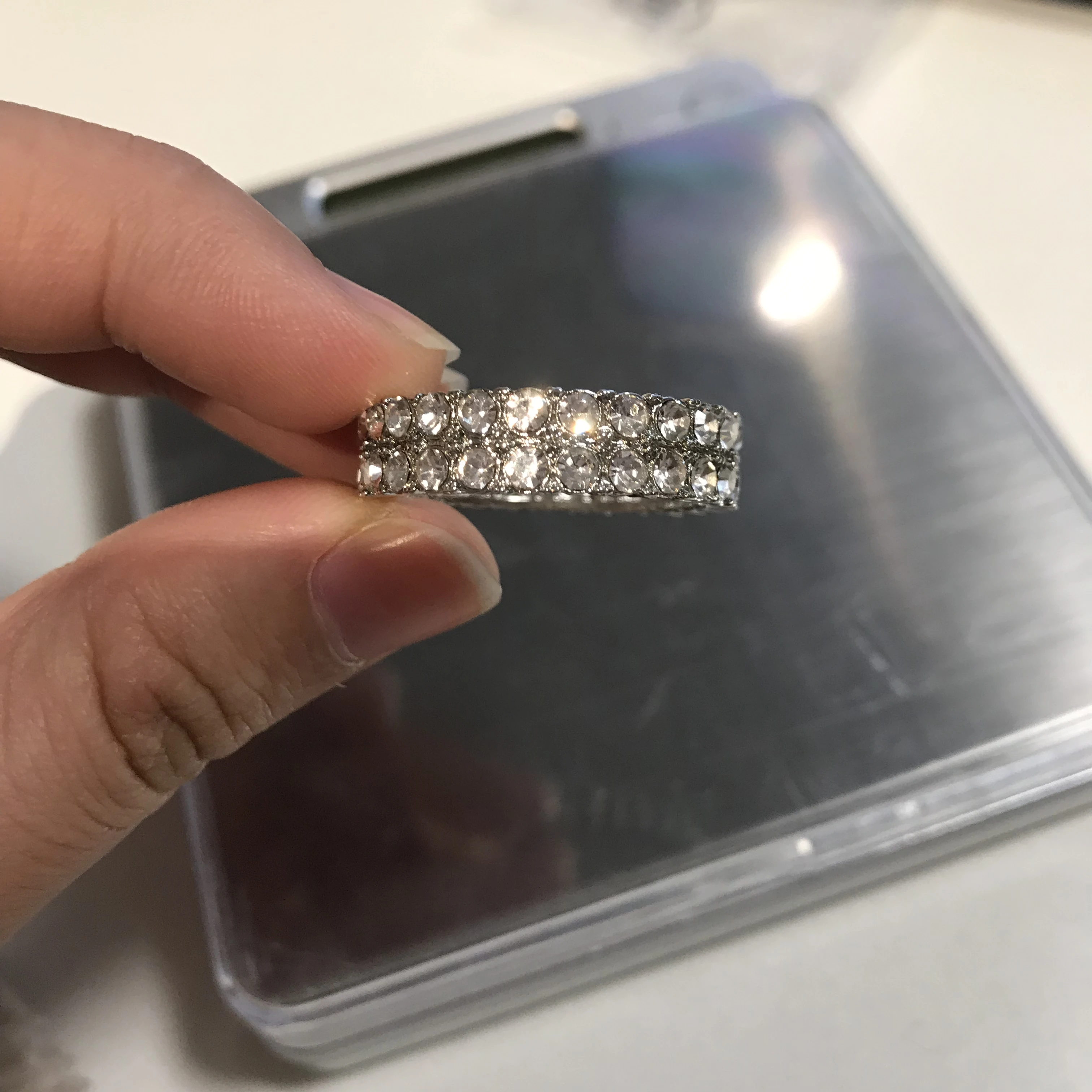 Панк ледяной выход 2 ряда Кристальные кольца на палец стразы блестящие в стиле