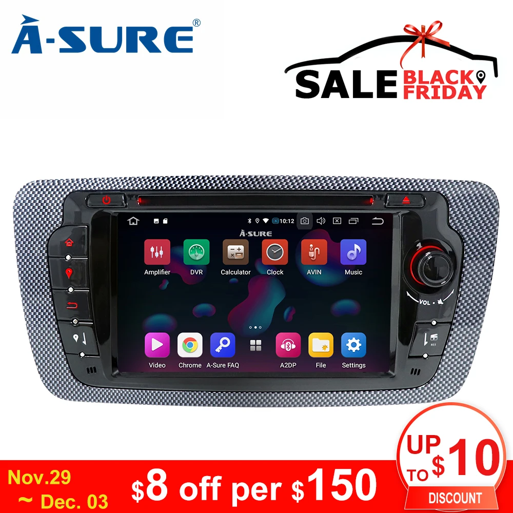 A-Sure 2 Din Android 9,0 Авто радио gps dvd-плеер Sat Nav стерео навигация для сиденья Ibiza 2009-2013 четырехъядерный DAB+ wifi 4G