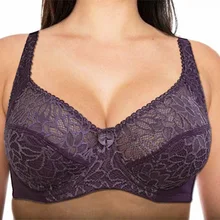 Бюстгальтеры для женщин кружевной бюстгальтер большого размера плюс дамское сексуальное нижнее белье без косточек нижнее белье, топы 34-44 B C D DD E F чашка