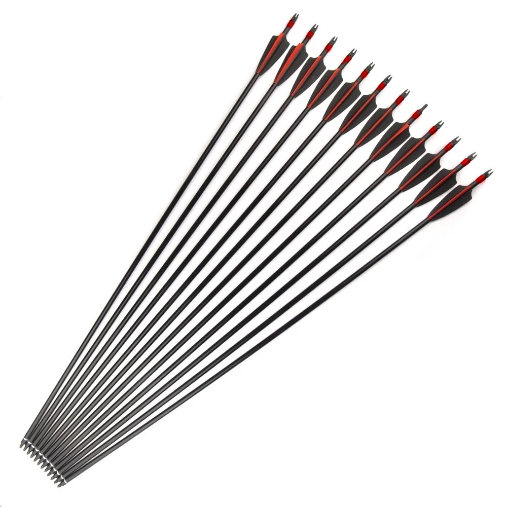 28/30 Inches Mixed Carbon Arrow Spine 500 Diameter 7.8mm for Recurve/Compound Bow Archery Shooting, archery arrows