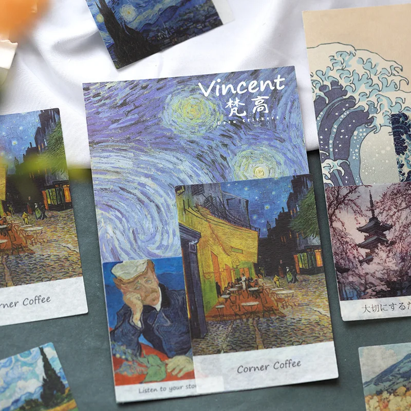 

12packs/lot Famous Painting Stickers Van Gogh Oil Painting Pattern World Masterpiece Cool Bullet Journal Decoraction Stationery