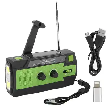

Portable FM AM Radio Wind Up Solar Radio USB Waterproof Emergency Crank Radio with Flashlight and LED Light for