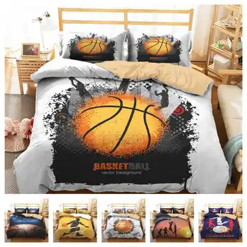 

hot style bedding set 3d digital basketball printing 2/3pcs duvet cover & pillowcases set with zipper closure UK/AU/US size