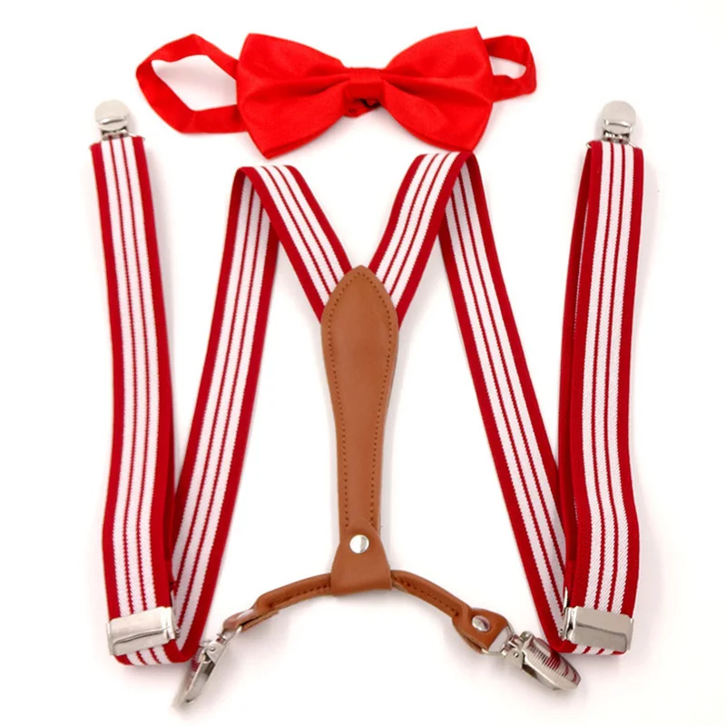 Adolescent 2.5cm candy color suspenders belt ladies 4 clip trousers strap high-grade British elastic strap clip bow tie