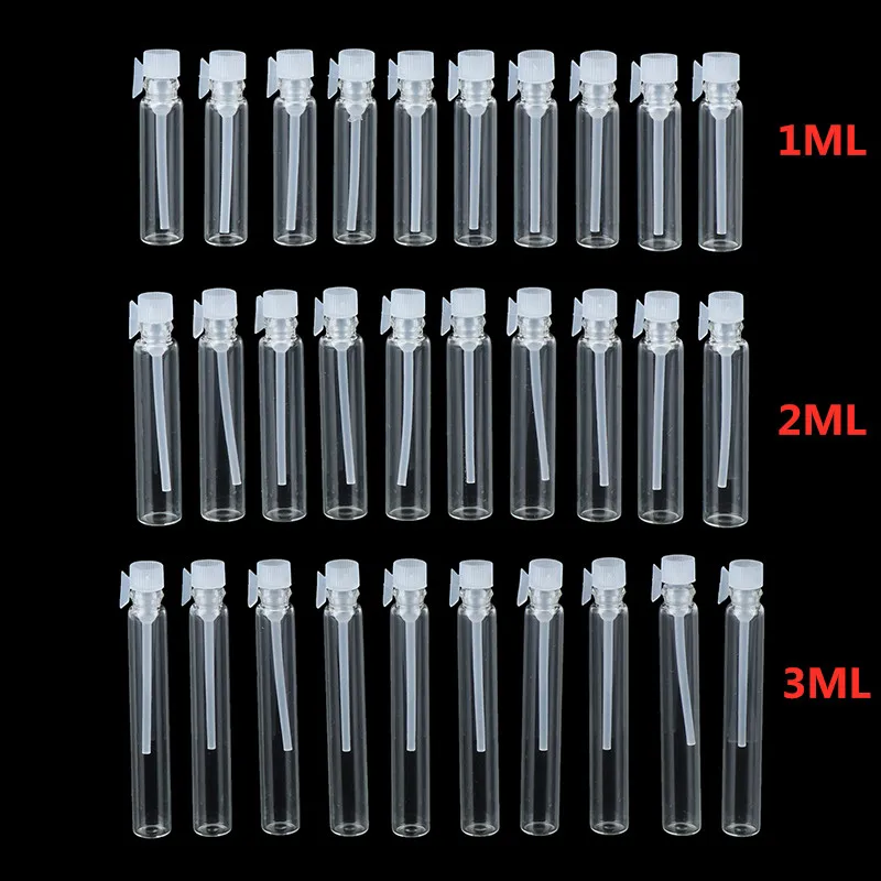 10pcs 1/2/3ml Empty Clear Glass Perfume Small Sample Vials Perfume Bottle Laboratory Liquid Fragrance Test Tube Trial Bottle
