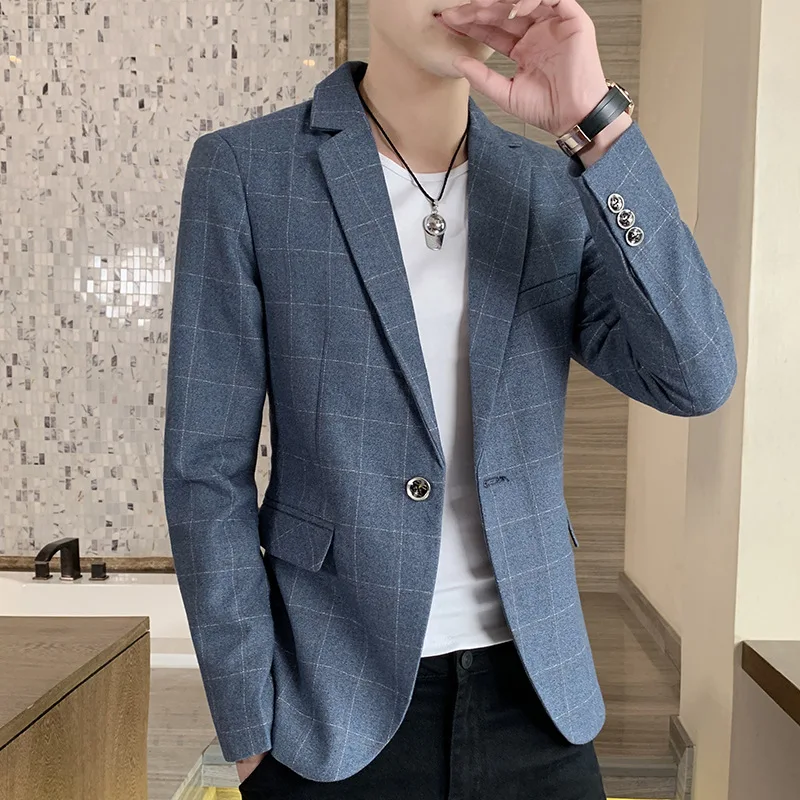 

2024 Men's Casual Plaid blazer Autumn Slim Fit Handsome Suit blazer