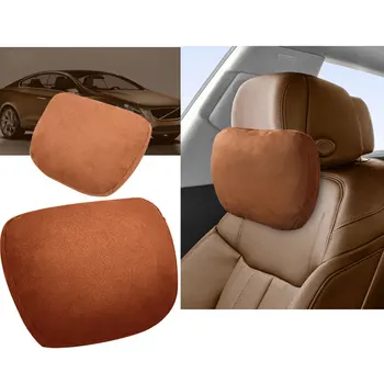 

2pcs Car Neck Pillow Pain Relief Soft Faux Suede Travel Adjustable Strap Soft Auto Car Neck Pillow