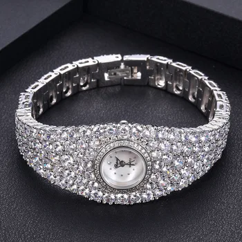 

Luxury AAA Zircon Elements Leaf Austrian Crystal Bracelet Watch for Wedding Party Fashion Jewelry Made with Wholesale