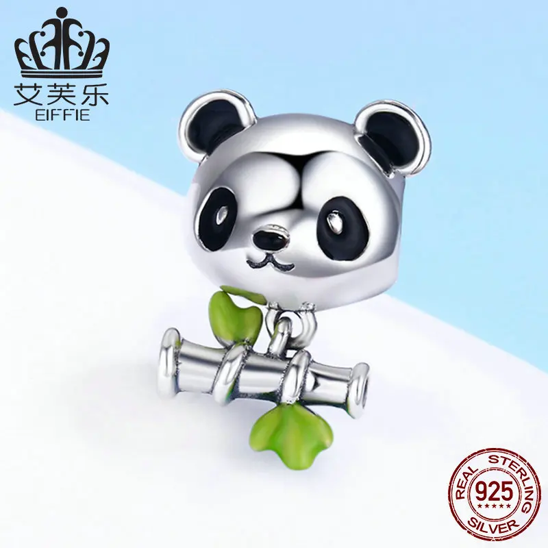 Panda Diy аксессуары из стерлингового серебра 925 пробы, оригинальные натуральные бусины для изготовления ювелирных изделий, очаровательный браслет pandora