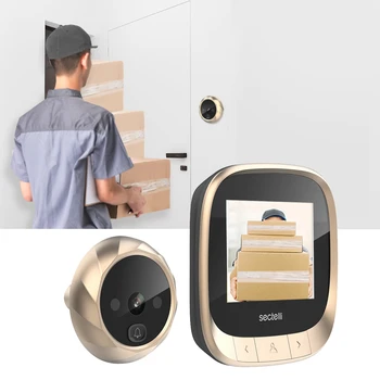 

Smart Doorbell Security Camera Wireless Call Intercom Video-Eye Door Ring Battery Powered Household Door Bell Black Gold