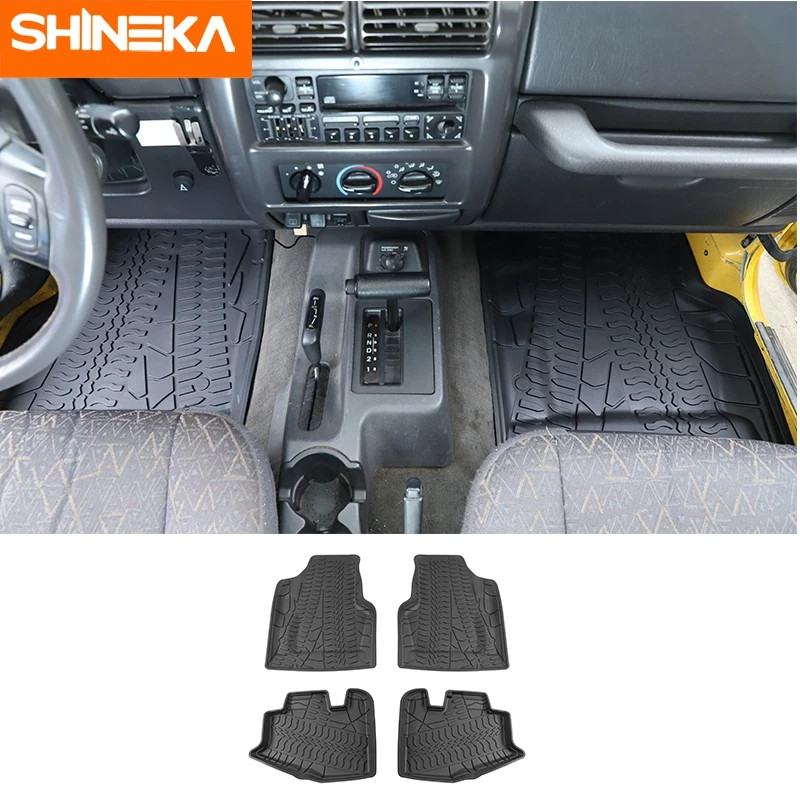 SHINEKA Floor Mats for Jeep Wrangler TJ 1997 2006 TPE Car Foot Mats