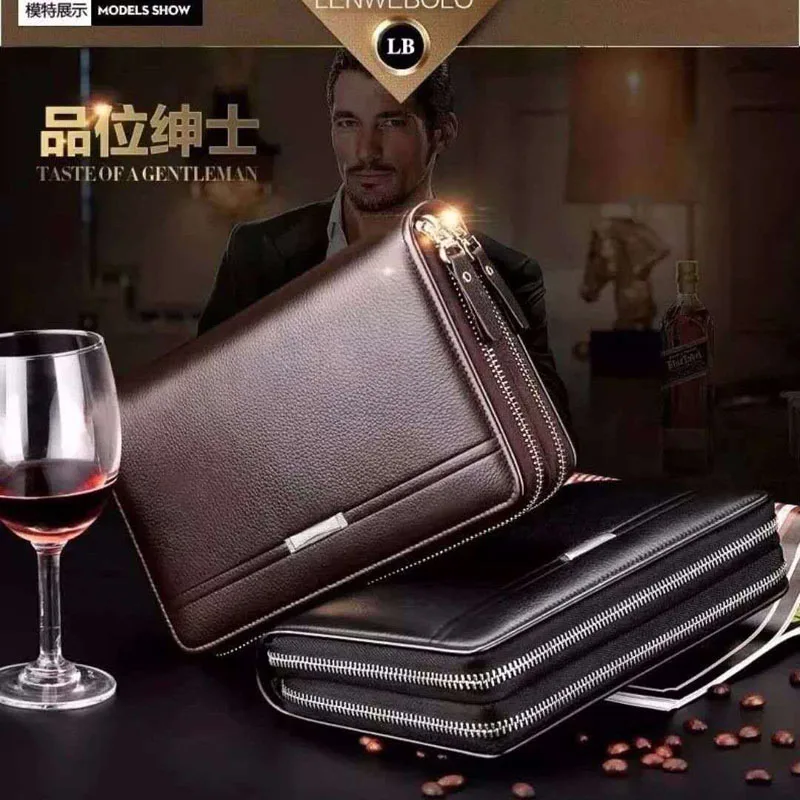 Men wallets with coin pocket long zipper coin purse men clutch business Male Wallet Double zipper Vintage Large Wallet Purse
