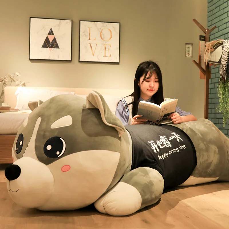 

High Quality Big 120cm Husky Dogs Simulation Stuffed Husky Plush Doll Pillow Cute Dog Plush Toy Sleeping Pillow Baby Kids Gift