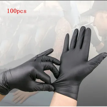 

100PCS/SET Household Cleaning Washing Disposable Mechanic Gloves Black Nitrile Laboratory Nail Art Anti-Static Gloves