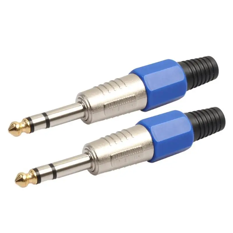 

2pcs Stereo Jack 6.35mm Male Plug with Gold Plated Head Audio Connectors