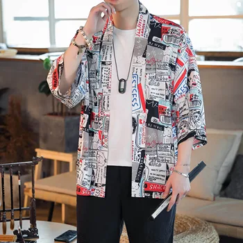 

2020 kimono japanese kimono mujer japan samurai asian clothes japanese men kimono yukata haori floral print Japanese Streetwear