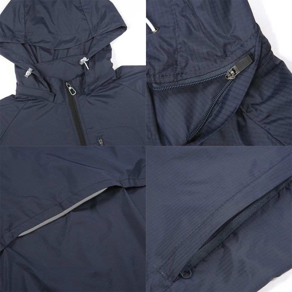 Men Windproof Waterproof Ultralight Cycling Jacket MTB Bicycle Long Sleeve Windbreaker Detachable Hat Bike Coat Jersey