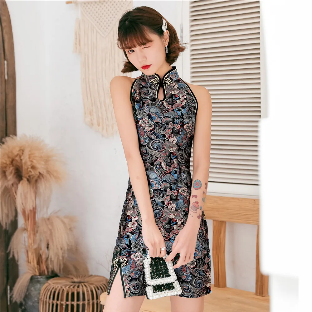 Satin Chinese Dress Women Sleeveless Sexy Qipao Summer Traditional Oversize 3XL Red