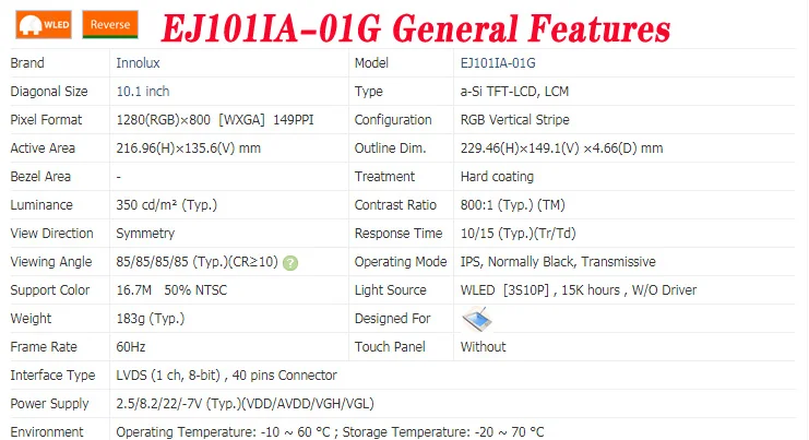 EJ101IA-01G General Features