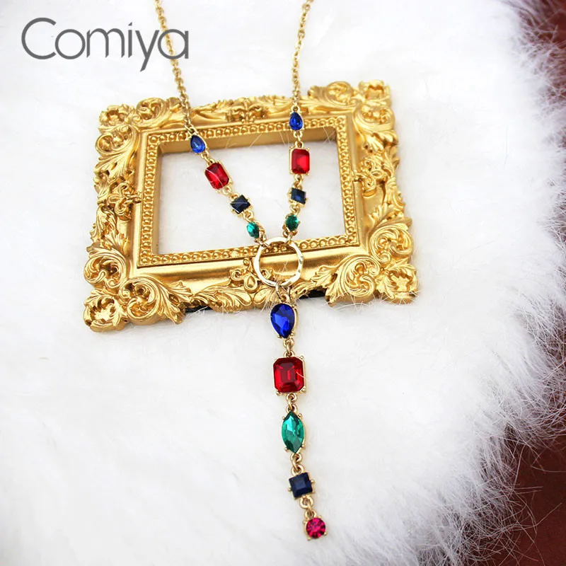Comiya корейские ожерелья кристальная мозаика капли воды Геометрическая подвеска