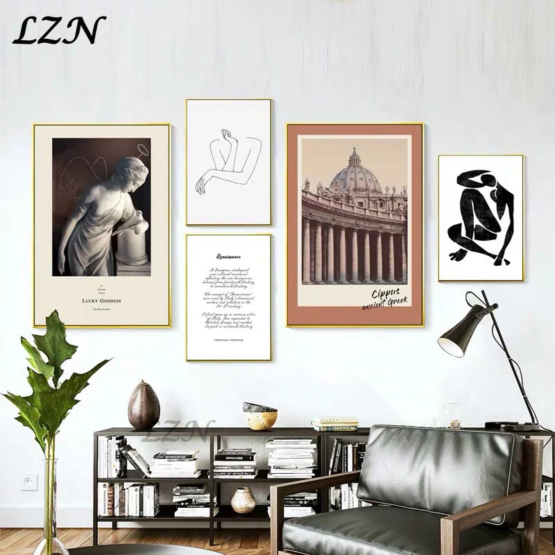 

Abstract Poster Canvas Painting Mattis Woman Nordic Wall Decor Picture Roman Architecture Art Draw for Livingroom Home Decorate