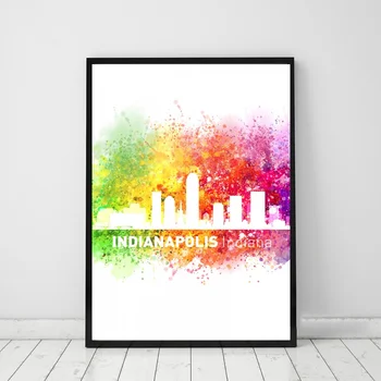 

Indianapolis city watercolor landscape Poster Canvas Print Wall Pictures for Living Room No Frame