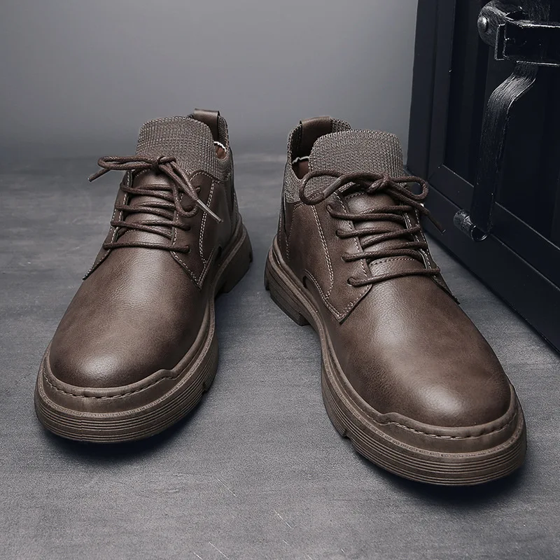 

2020 Spring New Style MEN'S SHOES England Retro Casual Leather Shoes Beeswax Workwear Martin Boots Low Top Fashion