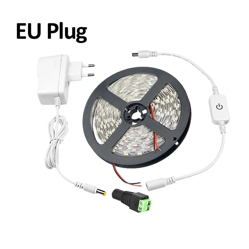EU Plug 16 футов 5 м светодиодный зеркало для макияжа с подсветкой сенсорный затемнения 12 В гибкая лента плафон подсветки косметического зеркала зеркало подсветка девушки подарок Спальня украшение - Испускаемый цвет: EU Plug