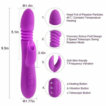 Heating Automatic Thrusting Dildo Rabbit Vibrator Clit Stimulator Sex Machine Women Erotic Toys Vagina Massager Rechargeable 3