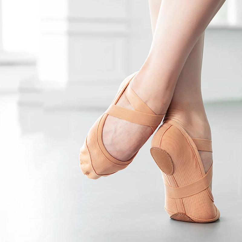 Zapatillas de Ballet para mujer, zapatos de punta para Ballet, zapatos de baile de lona elásticos, bailarinas de malla potente, zapatillas de Ballet atadas para niñas - Imagen 4