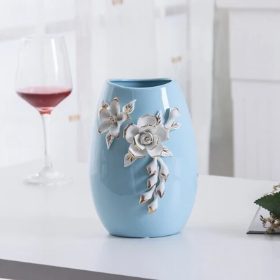 Wedding Ceramic Vase Living Room Modern Crafts Arts Flower Arrangement Coffee Table TV Cabinet Decor Dried Flowers Vase Christm - Color: M
