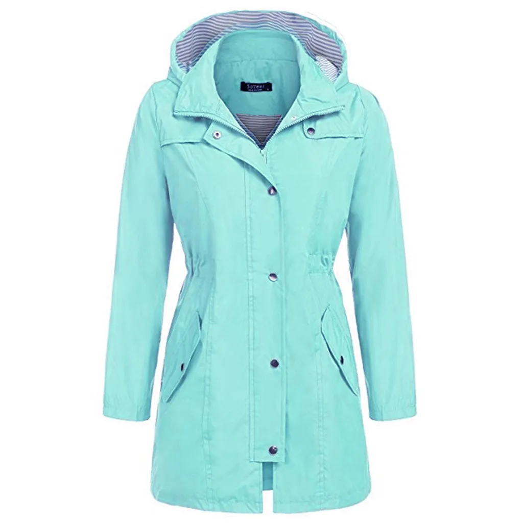 Новинка, Женское пальто большого размера, Женское пальто, одноцветная дождевик, уличная толстовка с капюшоном, водонепроницаемый плащ с капюшоном, ветрозащитное пальто, блузка, топы