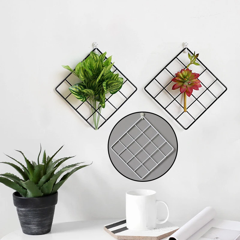 20CM*20CM Grid Iron Rack Plant Wall Hanging Nordic Style Room Decoration Beautiful Unique DIY photo wall