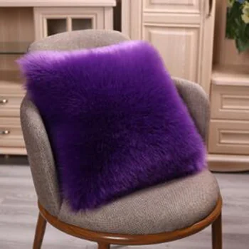 

Artificial Wool Fur Sheepskin Cushion Hairy Faux Plain Fluffy Soft Throw Pillowcase Washable Square Solid Pillowcase