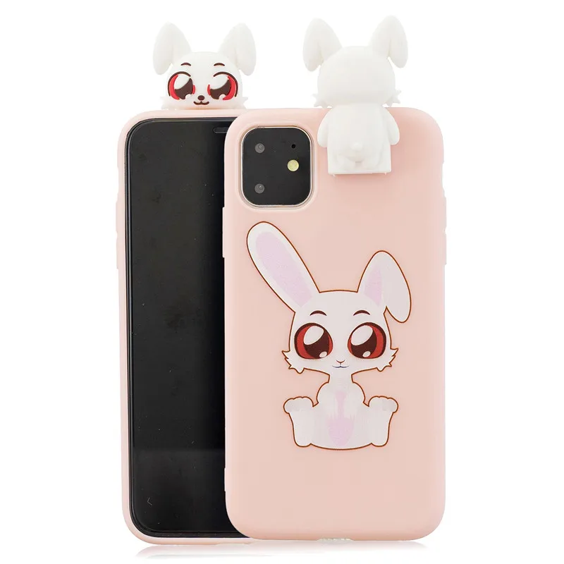 3D мягкий чехол из ТПУ для iPhone 11 Pro Max с милой пандой, единорогом, котом, медведем, подставкой для iPhone 11 X XS Max XR 6 7 8 Plus 5 S SE